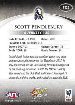 2008 Select AFL Champions - Blue Foil Signatures #FS22 Scott Pendlebury Back